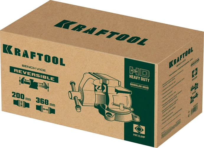 Слесарные тиски, Reversible 200 мм, расход 368 мм, KRAFTOOL 32705-200 — фото 2