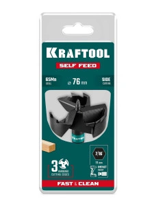 Cверло по дереву самоврезающееся, SELF FEED d 76 мм, KRAFTOOL 29951-76