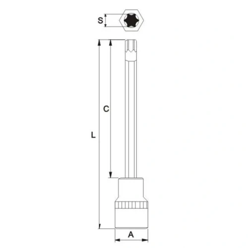 Бита-головка 1/2" TORX T55х200мм длинная JTC-45555200 — фото 3