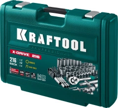 Универсальный набор инструмента, 216 предм., (1/2"+3/8"+1/4"), KRAFTOOL X Drive 27888-H216