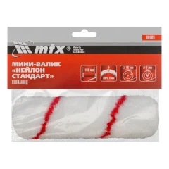Мини-валик сменный НЕЙЛОН, 110мм, ворс 9мм, D 16мм, D ручки 6мм MTX 80609