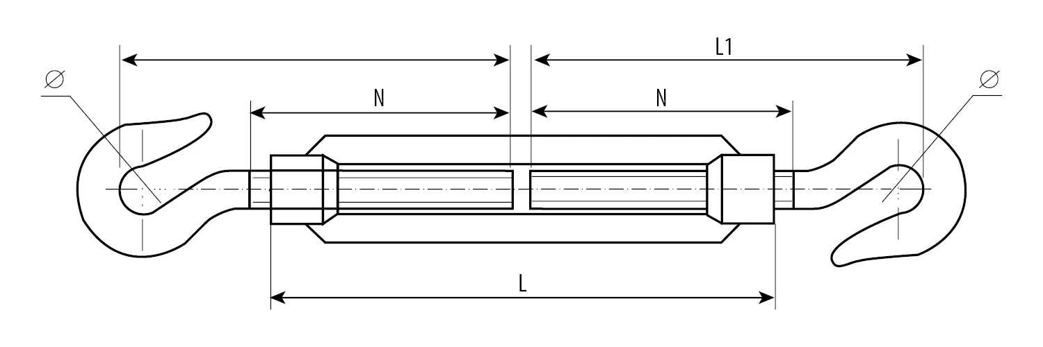 Талреп крюк-крюк, М12, кованая натяжная муфта, 4 шт, ЗУБР DIN 1480 4-304365-12 — фото 2