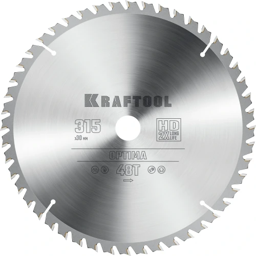 Пильный диск по дереву, 315 х 30 мм, 48Т, KRAFTOOL Optima 36951-315-30 — фото 1