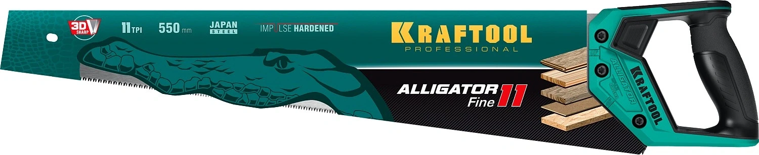 Ножовка для точного реза, 550 мм, KRAFTOOL Alligator Fine 11 15203-55 — фото 2
