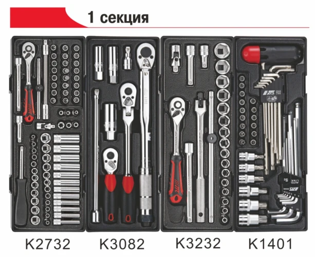 Тележка инструментальная 7 секций с набором инструментов 344 предмета JTC-5021+344 — фото 7