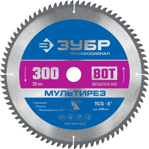 Пильный диск по алюминию, 300 x 30 мм, 80Т, ЗУБР Мультирез 36907-300-30-80_z01