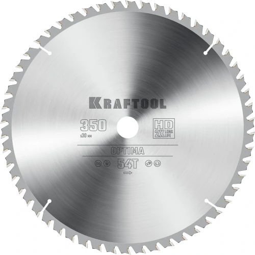 Пильный диск по дереву, 350 х 30 мм, 54Т, KRAFTOOL Optima 36951-350-30 — фото 1