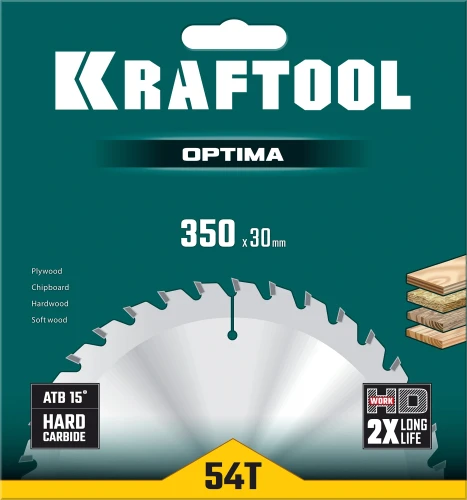 Пильный диск по дереву, 350 х 30 мм, 54Т, KRAFTOOL Optima 36951-350-30 — фото 2