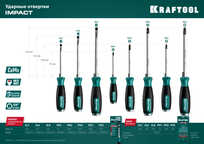Ударная отвертка, сквозной стержень Cr-Mo, KRAFTOOL IMPACT PZ 3 250035-3 — фото 7