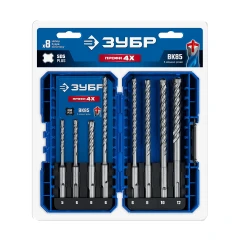 Буры SDS-plus, ПРОФИ-4Х 8шт набор №2, ЗУБР 29313-H8-2
