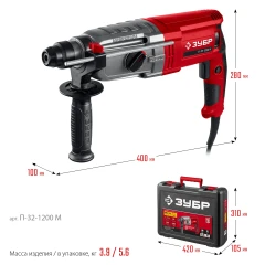 Мет. корпус, 32 мм, 1200 Вт, перфоратор SDS Plus, ЗУБР П-32-1200 М