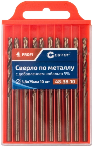Сверло по металлу Profi с кобальтом 5%, 3,8 x 75 мм (10 шт) CUTOP 48-38-10 — фото 3