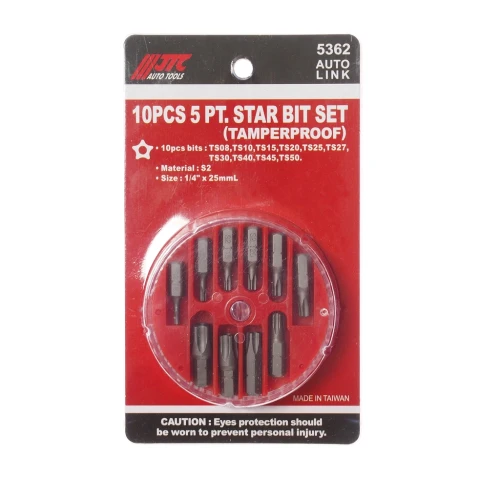 Набор бит 1/4" TORX ТS08-TS50 10 предметов в боксе JTC-5362 — фото 1
