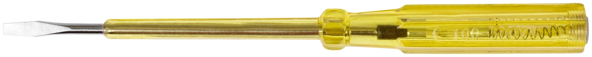 Отвертка индикаторная, желтая ручка 100 - 500 В, 190 мм КУРС 56502 — фото 1