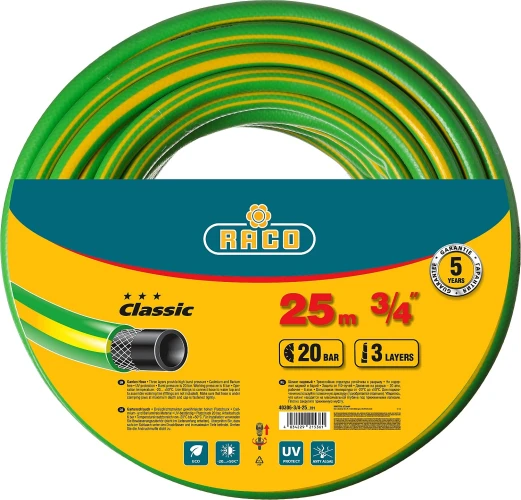 Поливочный шланг, 3/4", 25 м, 20 атм, трёхслойный, армированный, RACO CLASSIC 40306-3/4-25_z01 — фото 1