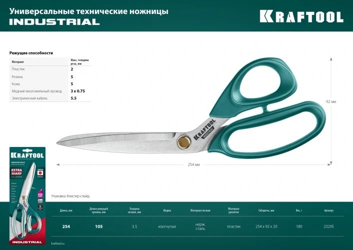 Универсальные технические ножницы, 254 мм, KRAFTOOL 23205 — фото 11