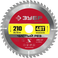 Пильный диск по дереву, 210 x 30/20 мм, 48Т, ЗУБР Чистый рез 36914-210-30-48_z01