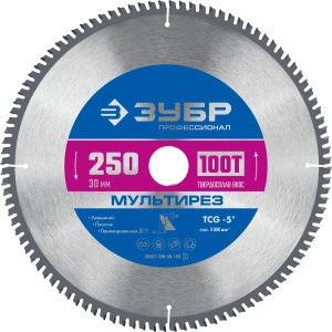 Пильный диск по алюминию, 250 x 30 мм, 100Т, ЗУБР Мультирез 36907-250-30-100_z01