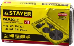 Набор кольцевых коронок по дереву, 9 шт, 19-64 мм, STAYER Maxcut 29600-H11