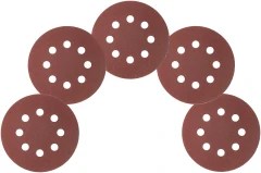 Круги шлифовальные с отверстиями (липучка), алюминий-оксидные, 125 мм, 5 шт. Р 100 MOS 39835М