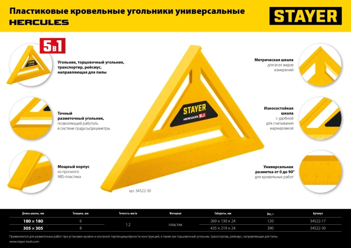 Универсальный кровельный пластиковый угольник, 305 мм, 5-в-1, STAYER 34522-30 — фото 10