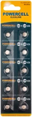 Батарейка щелочная, 1,5 В, "Таблетка" LR626, 10 шт. Powercell AG4
