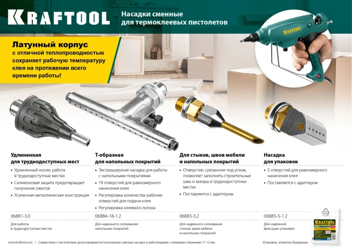 Запасное сопло для пистолетов Industrial-ХХХ, 1.2 мм, 19 мм, 5 отверстий, широкое, KRAFTOOL 06885-5-1.2 — фото 3