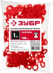 Система выравнивания плитки, 1, 0 мм, зажим, 100 шт, ЗУБР СВП 33861-100