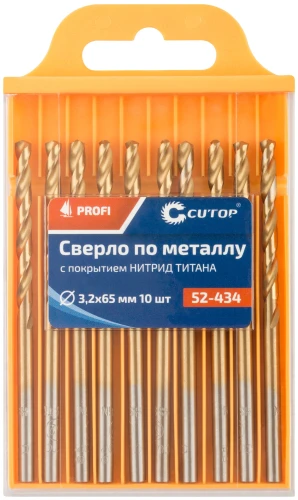 Сверло по металлу Profi с титановым покрытием, 3,2х65 мм (10 шт) CUTOP 52-434 — фото 3
