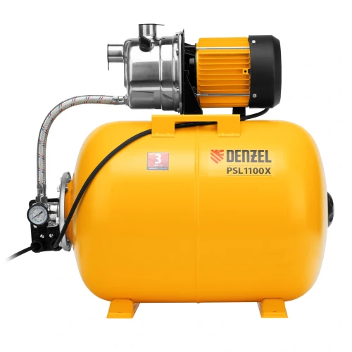 Насосная станция PSL1100X, 1100 Вт, 3600 л/ч, ресивер 50 л, подъем 45 м, нержавейка Denzel 97311 — фото 5