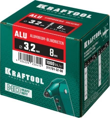 Алюминиевые заклепки, 3.2 x 8 мм, 1000 шт, KRAFTOOL Alu (Al5052) 311701-32-08