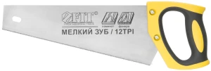Ножовка по ламинату, мелкий каленый зуб 12 ТPI (шаг 2 мм), заточка, пласт.прорезиненная ручка 300 мм FIT 40477