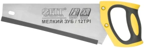 Ножовка по ламинату, мелкий каленый зуб 12 ТPI (шаг 2 мм), заточка, пласт.прорезиненная ручка 300 мм FIT 40477 — фото 3