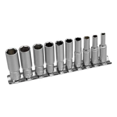 Набор удлиненных торцевых головок 1/4, шестигранные, CrV, 10 шт, 4-13 мм Stels 13605