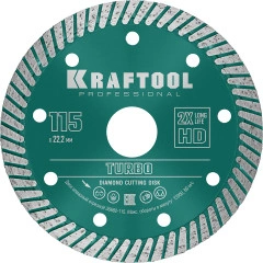 Сегментированный алмазный диск, 115 мм, (22.2 мм, 10 х 2.2 мм), KRAFTOOL Turbo 36682-115