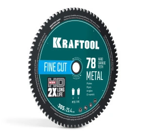 Диск пильный по металлу и стали, Metal Cut 305 х 25.4 мм, 78Т, KRAFTOOL 36954-305-25.4-78