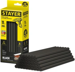 Клеевые стержни, чёрные, 11 х 200 мм, 40 шт, STAYER Black 2-06821-D-S40
