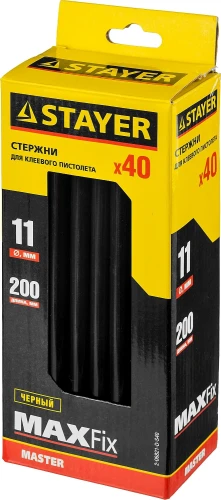 Клеевые стержни, чёрные, 11 х 200 мм, 40 шт, STAYER Black 2-06821-D-S40 — фото 2