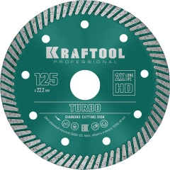 Сегментированный алмазный диск, 125 мм, (22.2 мм, 10 х 2.4 мм), KRAFTOOL Turbo 36682-125