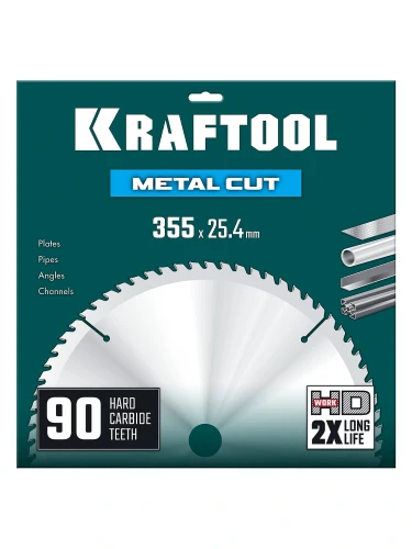 Диск пильный по металлу и стали, Metal Cut 355 х 25.4 мм, 90Т, KRAFTOOL 36954-355-25.4-90 — фото 2