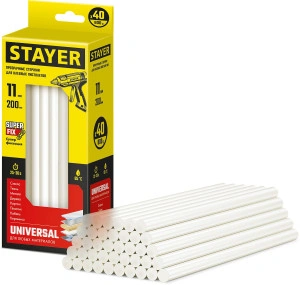 Универсальные клеевые стержни, 11 х 200 мм, 40 шт, STAYER Universal 2-06821-T-S40