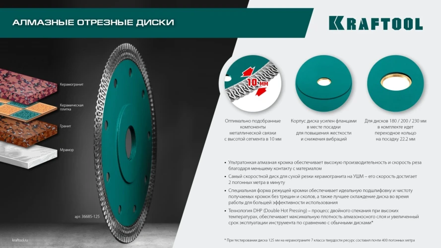 ULTRA-THIN 200х1.8 мм ультратонкий алмазный диск, KRAFTOOL 36685-200 — фото 8