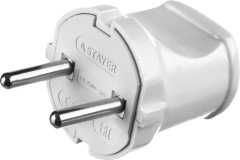 Прямая вилка, белая, 6 А/220 В, 1300 Вт, STAYER MAXElectro 55150-W
