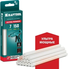 Ультрамощные клеевые стержни, 7 х 150 мм, 16 шт, прозрачные, KRAFTOOL Ultra Power 06837-16