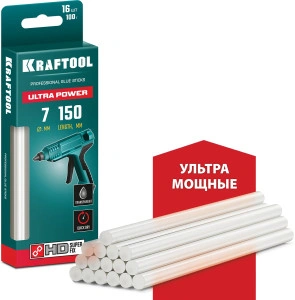 Ультрамощные клеевые стержни, 7 х 150 мм, 16 шт, прозрачные, KRAFTOOL Ultra Power 06837-16