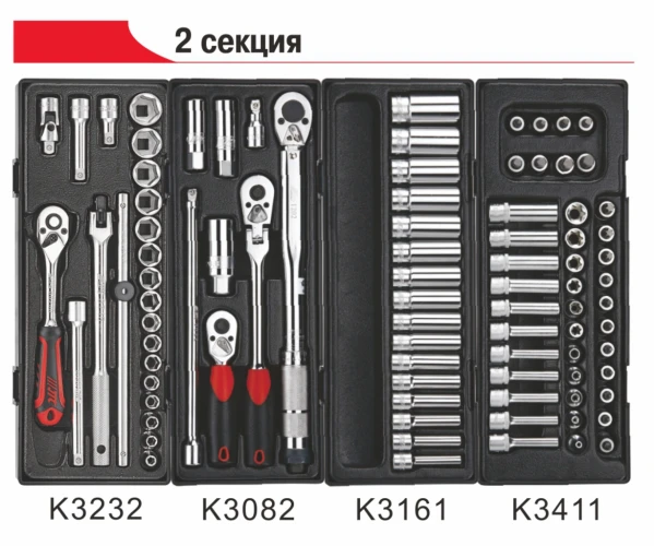 Тележка инструментальная 9 секций с набором инструментов 578 предметов JTC-3931+5639+578 — фото 9