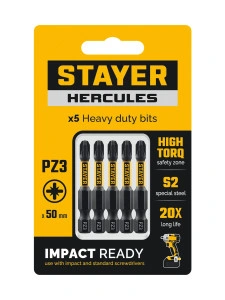Торсионные биты, PZ3, 50 мм, 5 шт, STAYER HERCULES 26233-3-50-5