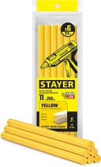 Клеевые стержни, жёлтые, 11 х 200 мм, 6 шт, STAYER Yellow 2-06821-Y-S06