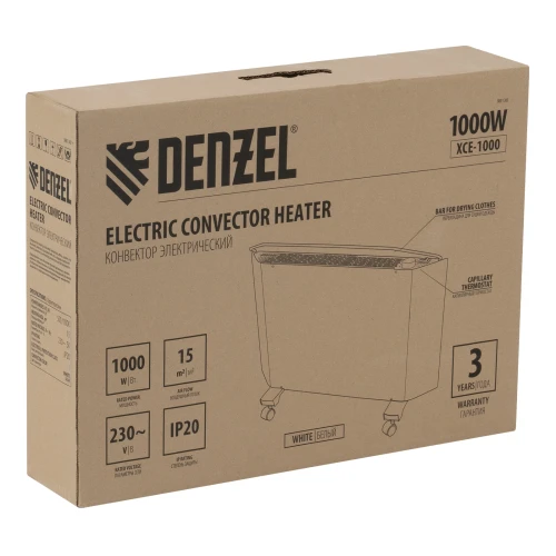 Конвектор электрический XCE-1000, 230 В, 1000 Вт, X-образный нагреватель Denzel 98130 — фото 20