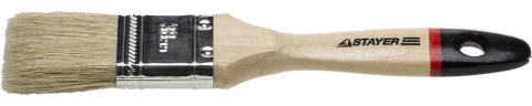 Плоская кисть, 38 мм, 1.5", светлая натуральная щетина, деревянная ручка, все виды ЛКМ, STAYER UNIVERSAL - EURO 0102-038 — фото 1